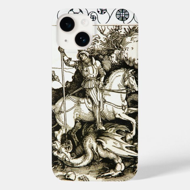 ST. GEORGE UND DRAGON , Schwarz-weiß Case-Mate iPhone Hülle (Rückseite)