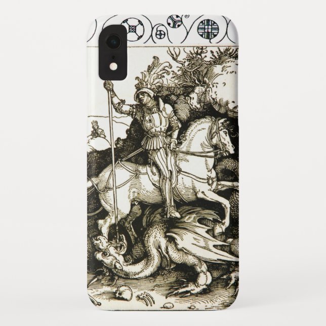 ST. GEORGE UND DRAGON , Schwarz-weiß Case-Mate iPhone Hülle (Rückseite)