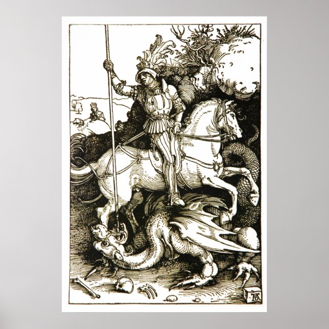 ST. GEORGE UND DRAGON , Schwarz-weiß Poster (Vorne)