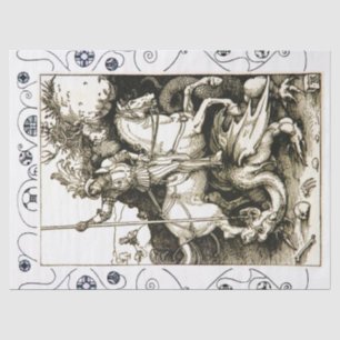 ST. GEORGE UND DRAGON , Schwarz-weiß Seidenpapier