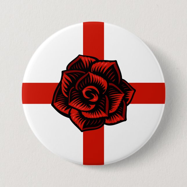 St. George's Day, England's Flag, Rote Rose Button (Vorderseite)