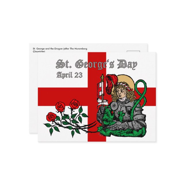 St. George's Day Postcard (Nürnberger Version) Postkarte (Vorderseite/Rückseite Beispiel)