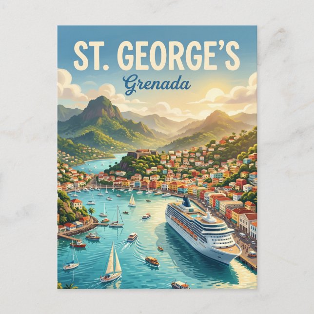 St. George's Hafen Grenada Postkarte (Vorderseite)