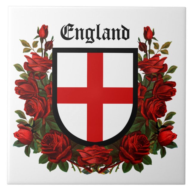 St. George's Shield umgeben von Rote Rosen Fliese (Vorderseite)
