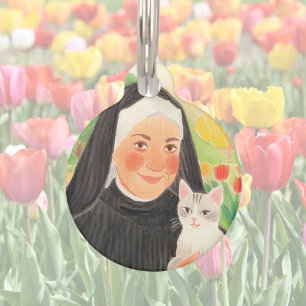 St. Gertrud Patronin der Katzen Tulpenfarbstift Haustiermarke