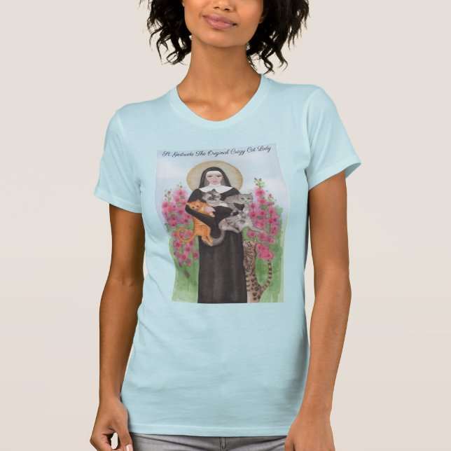 St. Gertrude Cat Lady Watercolor Traumstrecke Airo T-Shirt (Vorderseite)