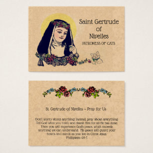 St. Gertrude of Nivelles Patron of Cats Holy Card