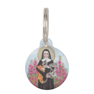 St. Gertrude Patron of Cats Round Cat ID Pet Tag Haustiermarke