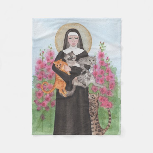 St. Gertrude Schutzheilige der Katzen Fleecedecke (Vorderseite)