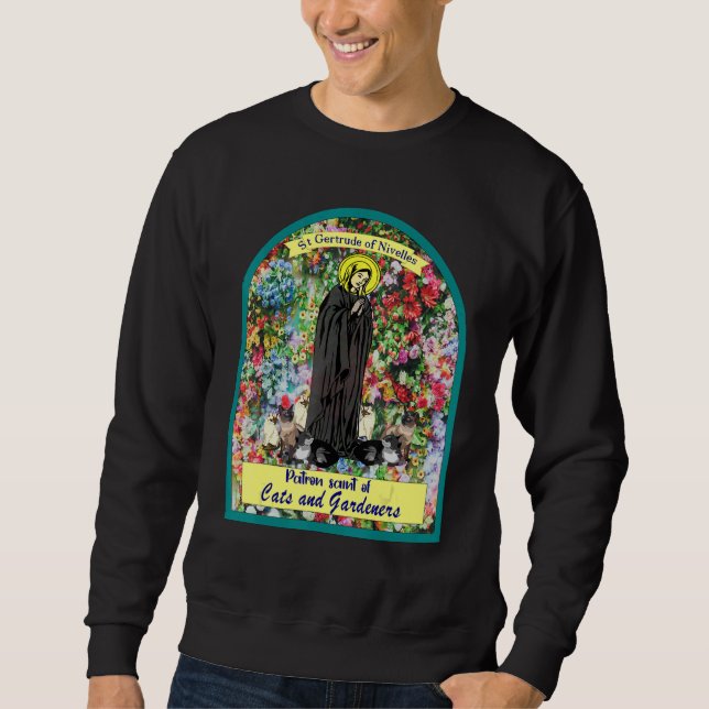 St Gertrude Schutzheilige der Katzen Große Nivelle Sweatshirt (Vorderseite)