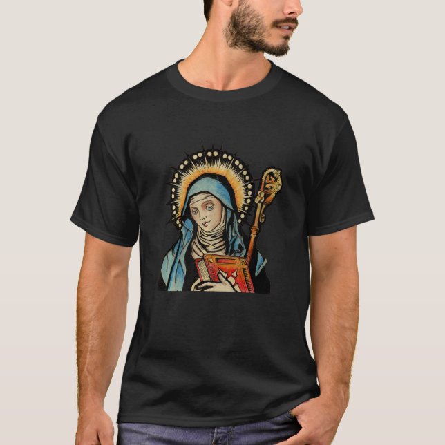 St Gertrude Schutzheilige der Katzen Große Nivelle T-Shirt (Vorderseite)