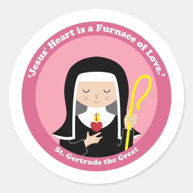 St. Gertrude the Great Runder Aufkleber (Vorderseite)