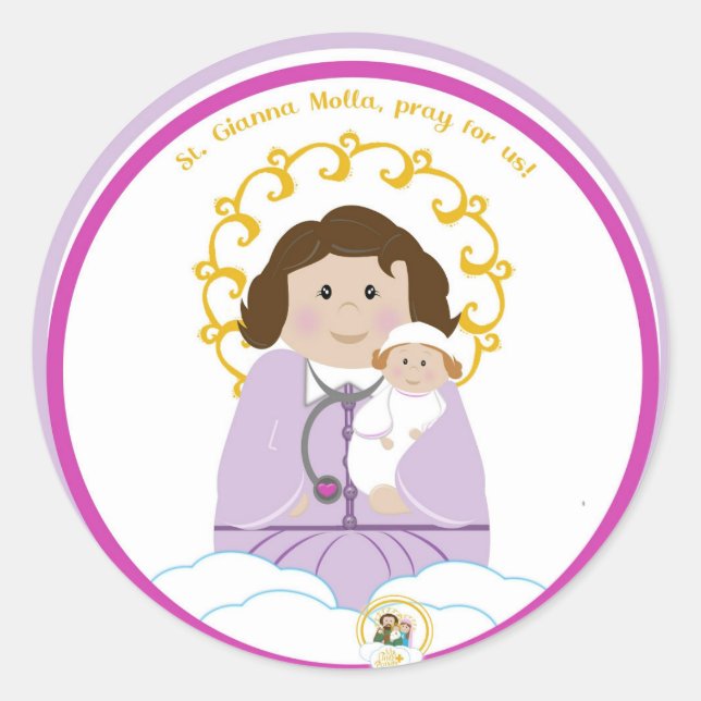 St. Gianna Molla Runder Aufkleber (Vorderseite)