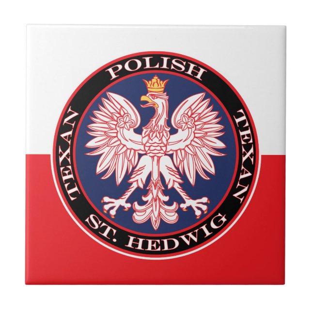 St. Hedwig Round Polish Texan Fliese (Vorderseite)