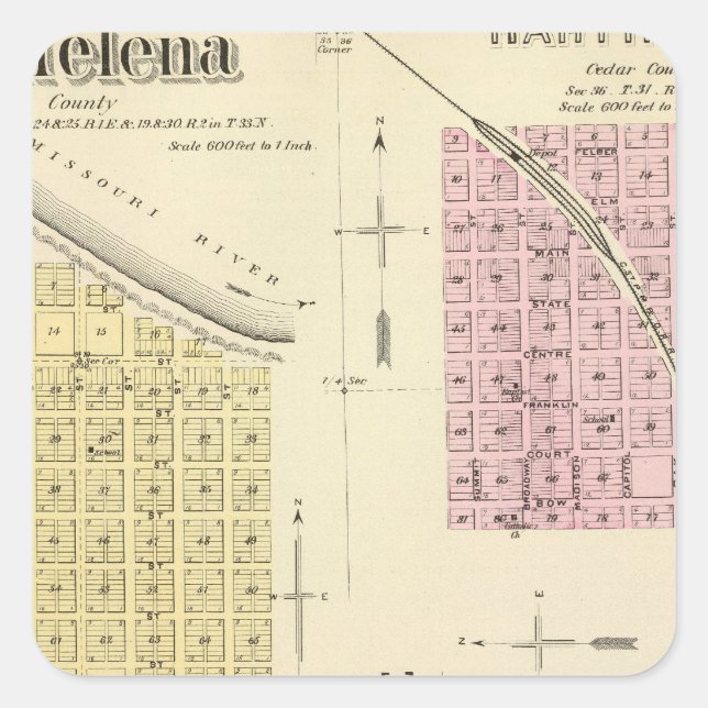 St. Helena, Nebraska Quadratischer Aufkleber (Vorderseite)