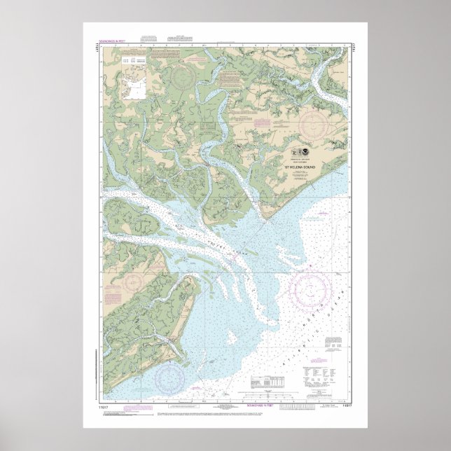 St Helena Sound Nautical Chart 11517 Poster (Vorne)