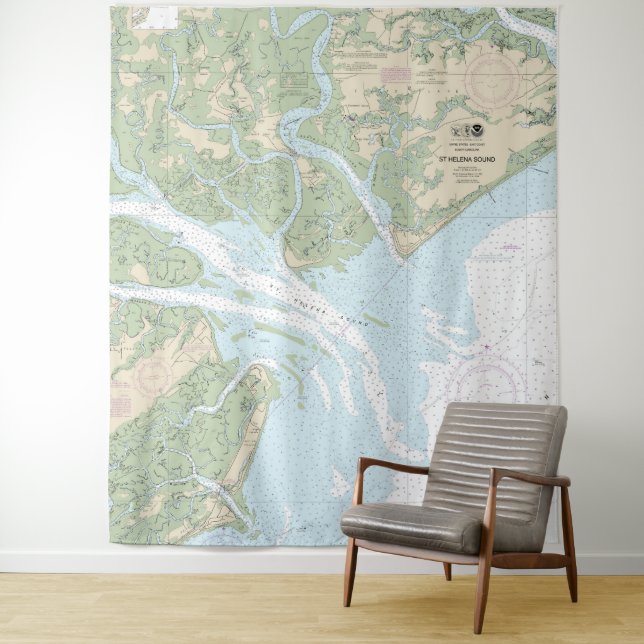 St Helena Sound Nautical Chart 11517 Wandteppich (Beispiel)