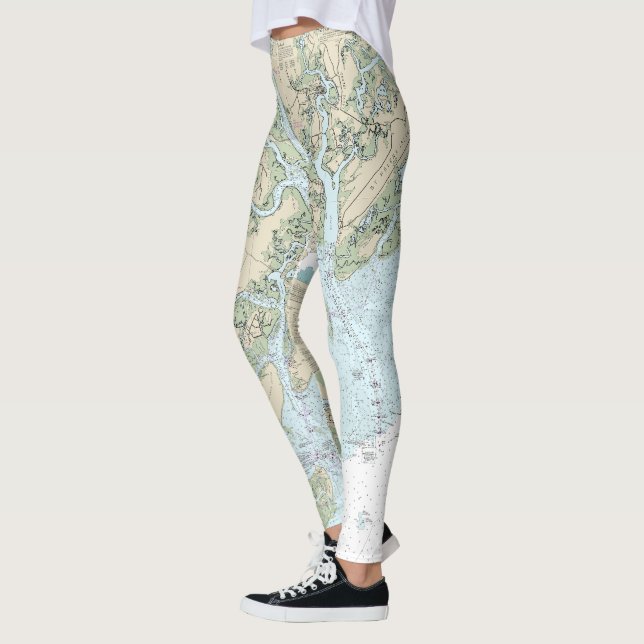 St Helena Sound to Savannah River Seekarte Leggings (Links)