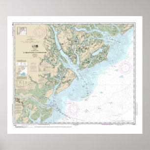 St Helena Sound to Savannah River Seekarte Poster