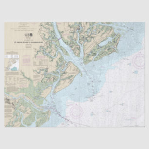 St Helena Sound to Savannah River Seekarte Seidenpapier