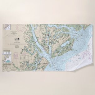 St Helena Sound to Savannah River Seekarte Strandtuch