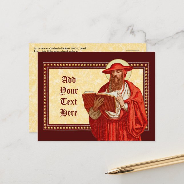 St. Hieronymus als Kardinal mit Buch (P 004) Postkarte (Vorderseite/Rückseite Beispiel)