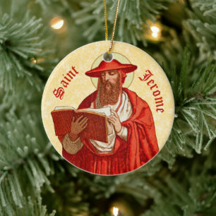 St. Hieronymus als Kardinal mit Motivationszitat Keramik Ornament