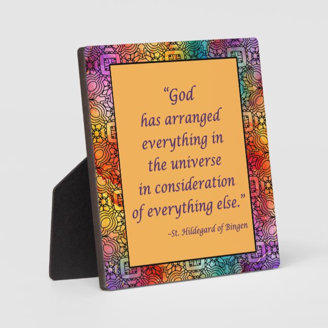 St Hildegard of Bingen Quote Plaque w/Easel Fotoplatte (Vorderseite)