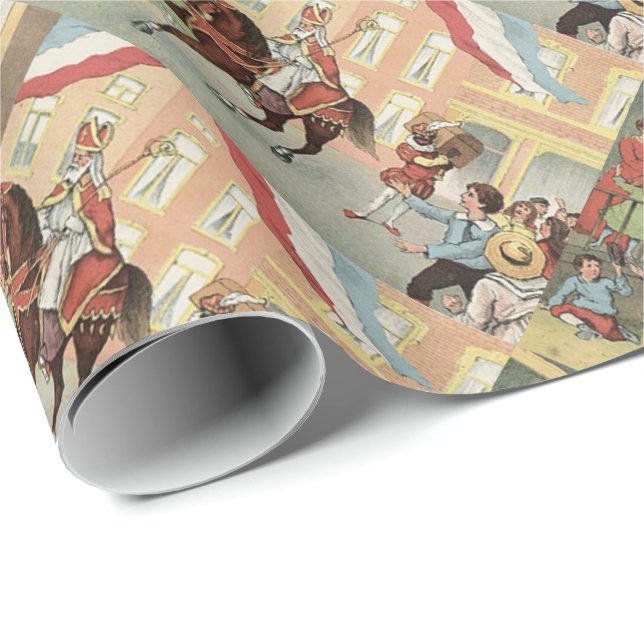St. Holländer Sinterklaas des Nicks Tagesauf dem Geschenkpapier (Rolleneckpunkt)