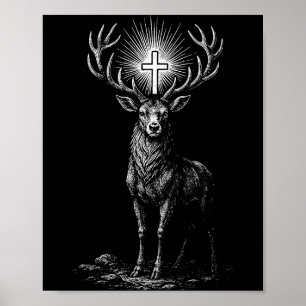 St. Hubert Hubertus Schutzpatron der Jäger Hirsch  Poster