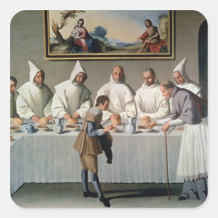 St. Hugh of Cluny (1024-1109) im Refektorium von Quadratischer Aufkleber