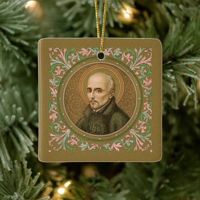 St. Ignatius Loyola (BK 050; Motto) Keramikornament (Baum)