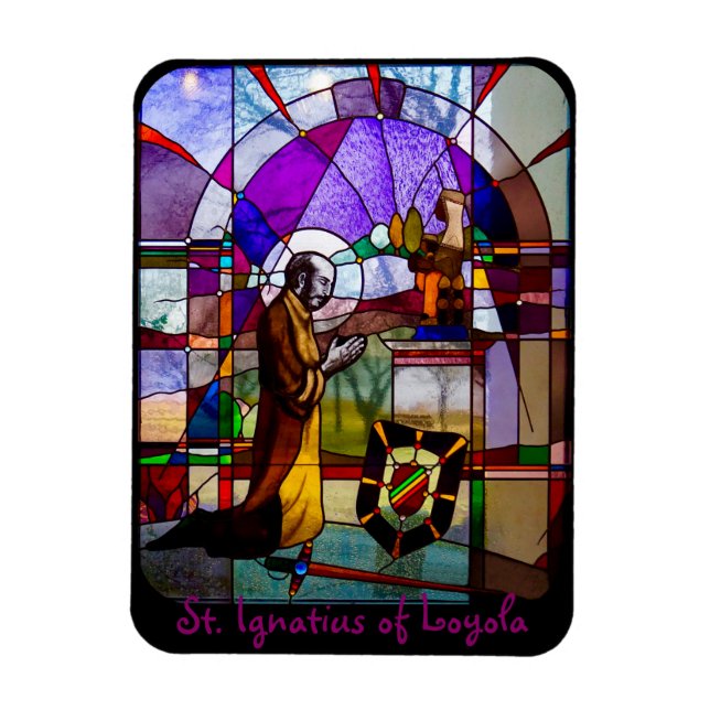 St. Ignatius von Loyola Glasfenster Magnet (Vertikal)