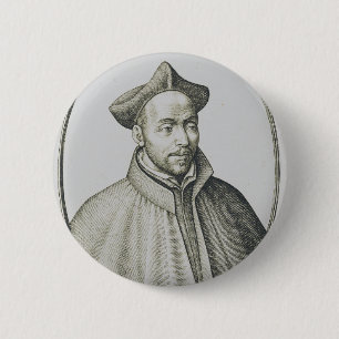 St. Ignatius von Loyola Kupferstich Antike Kunst Button