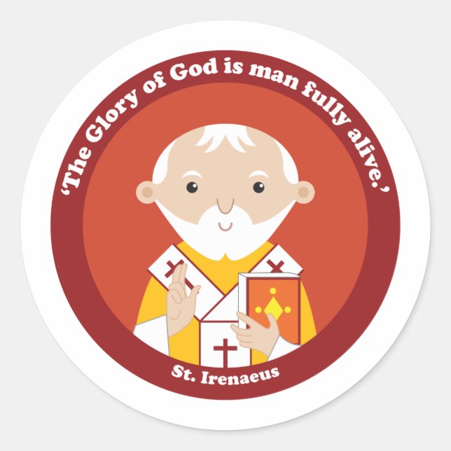 St. Irenaeus Runder Aufkleber (Vorderseite)