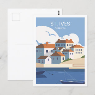 St Ives Cornwall Berühmte Reiseziel-Illustration Postkarte