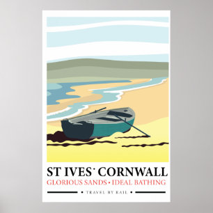 St Ives Cornwall nautisches Reiseplakat. Poster