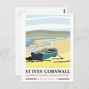 St Ives Cornwall nautisches Reiseplakat. Postkarte