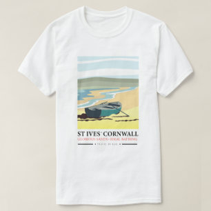St Ives Cornwall nautisches Reiseplakat. T-Shirt