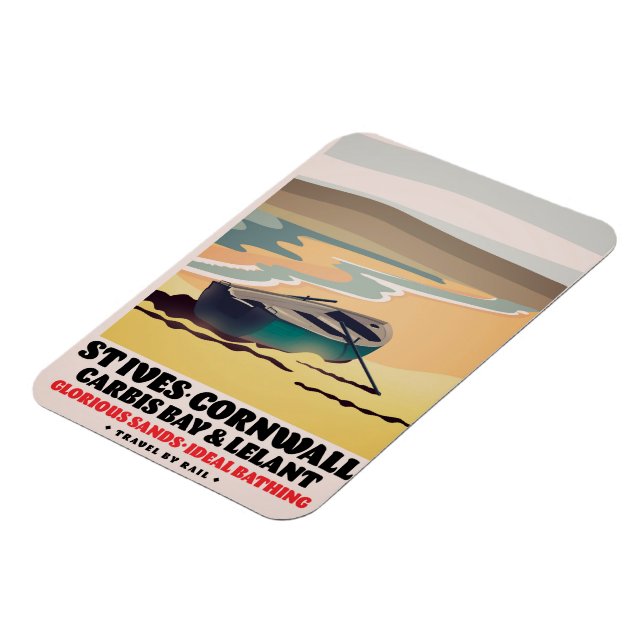 St Ives Cornwall Travel Poster Magnet (Linke Seite)