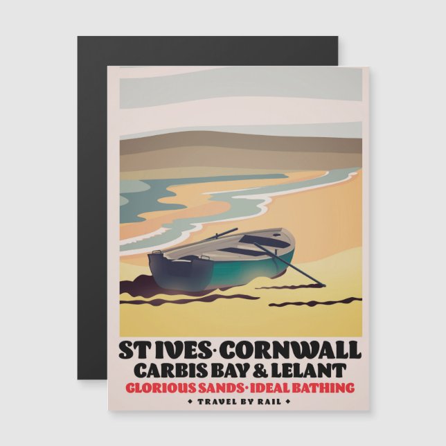St Ives Cornwall Travel Poster Magnetkarte (Vorne/Hinten)