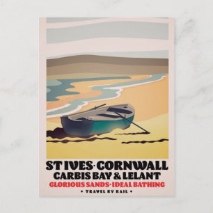 St Ives Cornwall Travel Poster Postkarte