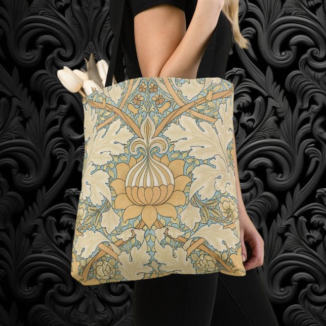 St. James von William Morris, Acanthus Blätter (St. James by William Morris, Vintage Victorian Textile Pattern All-Over-Print Tote Bag)