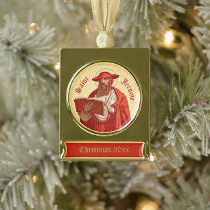 St. Jerome als Kardinal mit Buch (P 004) Banner-Ornament Gold