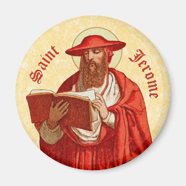 St. Jerome als Kardinal mit Buch (P 004) Magnet (Vorne)