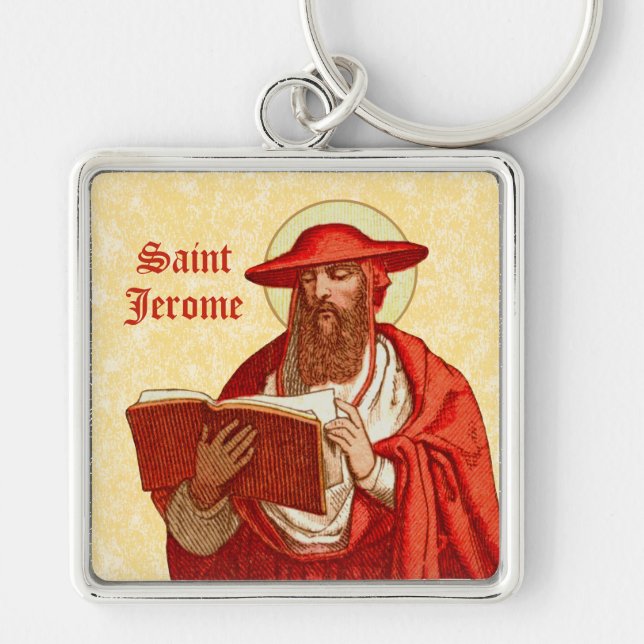 St. Jerome als Kardinal mit Buch (P 004) Schlüsselanhänger (Vorne)