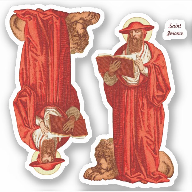 St. Jerome als Kardinal mit Löwen (P 004) Aufkleber (Vorderseite)