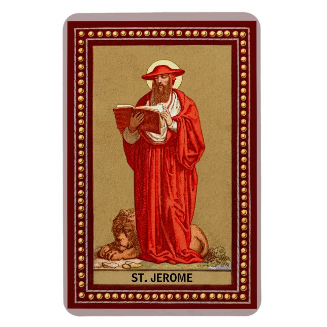St. Jerome als Kardinal mit Löwen (P 004) Magnet (Vertikal)