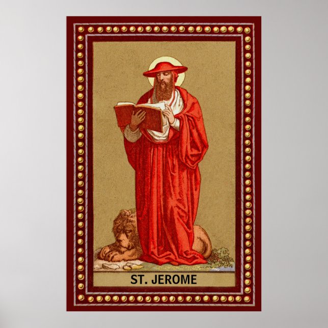 St. Jerome als Kardinal mit Löwen (P 004) Poster (Vorne)