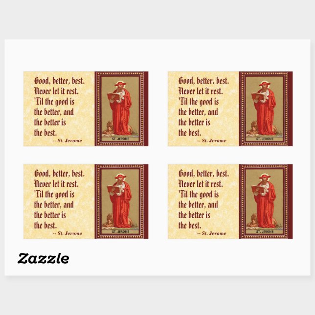 St. Jerome als Kardinal mit Löwen (P 004) Rechteckiger Aufkleber (Blatt)